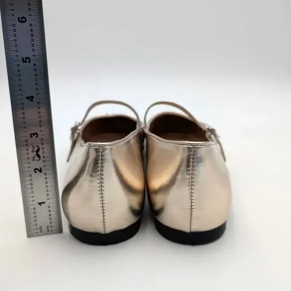 Karl Lagerfeld Paris Veyda Mary Jane Flat Women's White Gold Size US9M EU40 - Picture 4 of 11